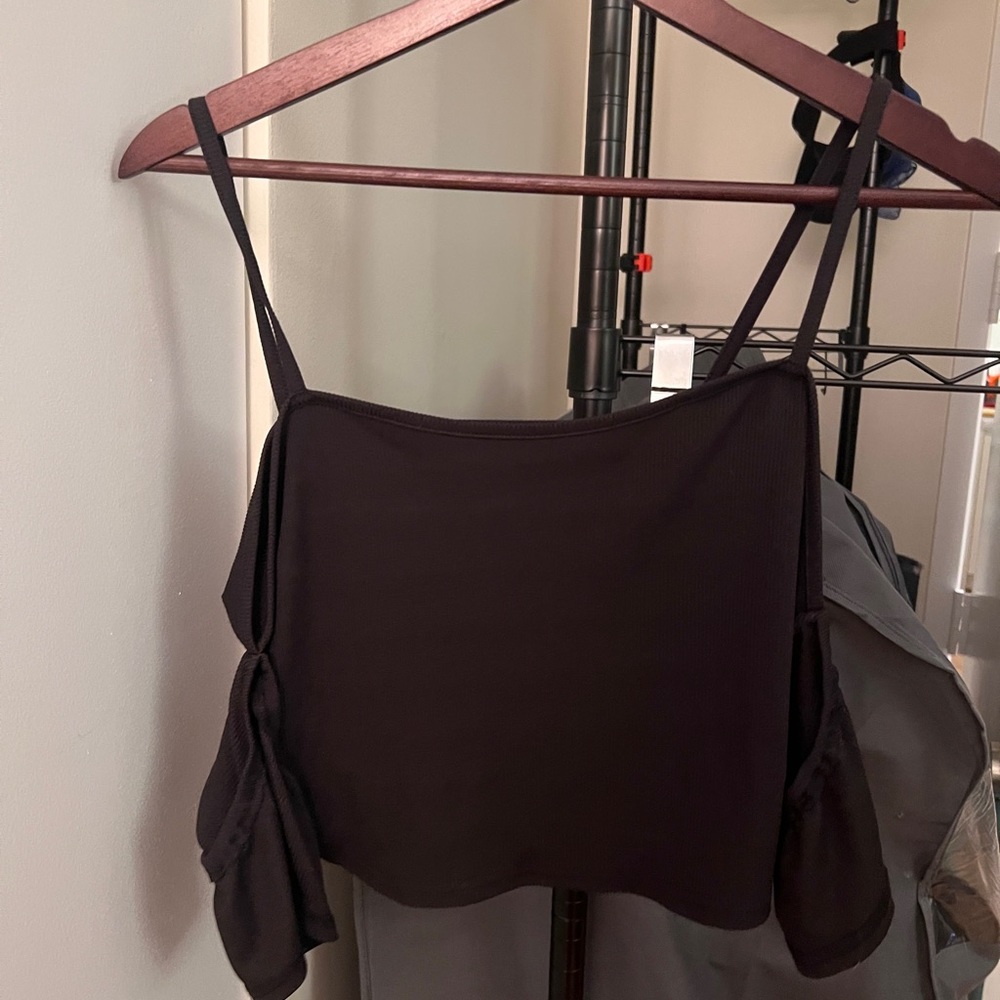 Shein off the shoulder black crop top with straps